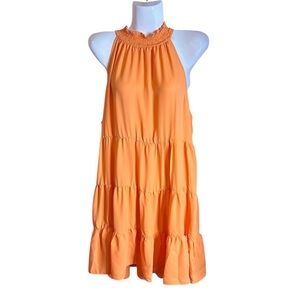 Sam & Jess Orange Sleeveless Halter Dress Large